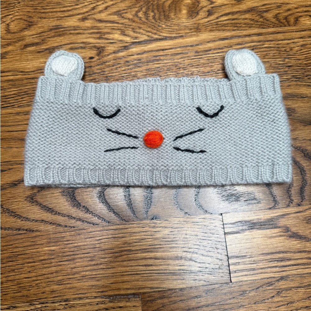 Gray Knit Cat Ear Headband for Kids